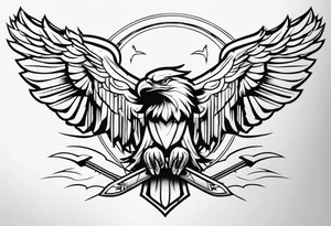 Eagle flying with sword tattoo idea