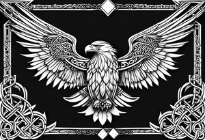 Simple celtic Eagle with wings spread upwards linework tattoo idea