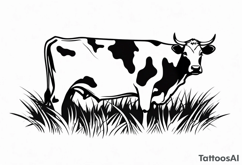 COW EAING GRASS tattoo idea