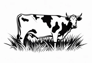COW EAING GRASS tattoo idea