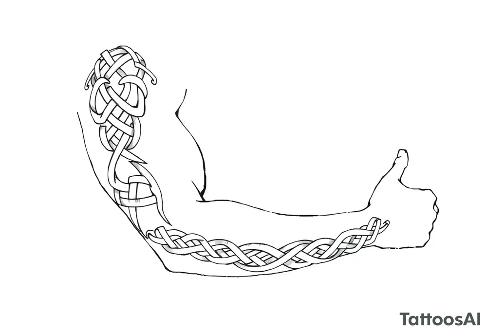 Celtic tribal knots
and bands black and white shading full sleeve simple tattoo idea