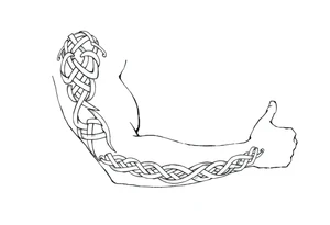 Celtic tribal knots
and bands black and white shading full sleeve simple tattoo idea