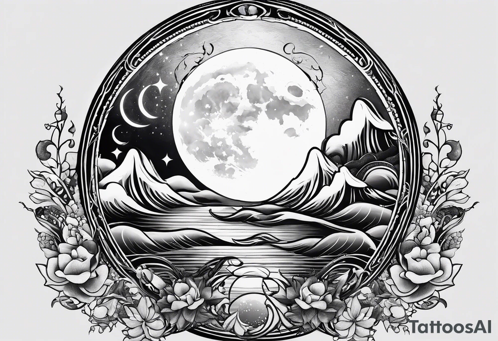 Pisces symbol in a full moon tattoo idea