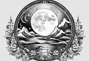 Pisces symbol in a full moon tattoo idea