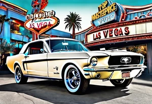 Las Vegas sign, Elvis, Ford Mustang in a border tattoo idea