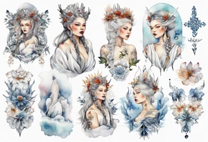 Nordic queen dressed in white tattoo idea