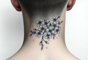 delicate cherry blossoms swirling in spring breeze with petals tattoo idea