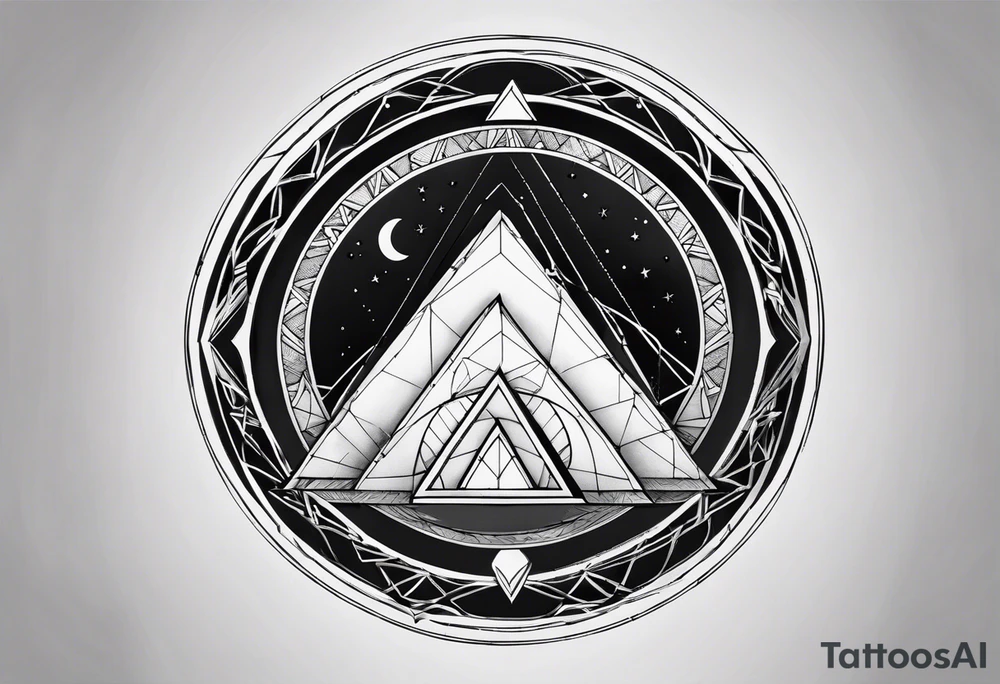 geometric simple moon with triangles inside a circle tattoo idea geometric simple moon with triangles inside a circle tattoo idea