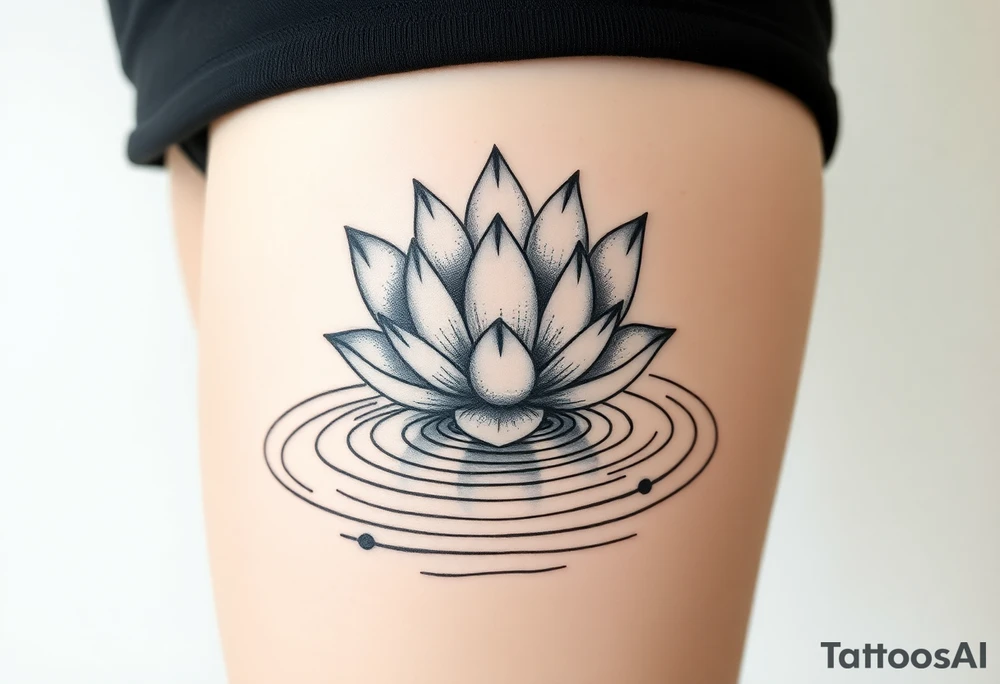 serene lotus flower emerging from sacred waters with ripples tattoo idea