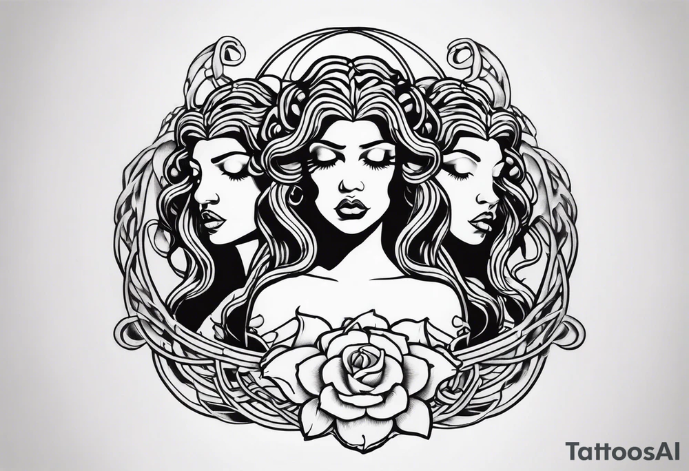 hear no evil, see no evil, speak no evil medusa tattoo idea