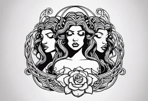 hear no evil, see no evil, speak no evil medusa tattoo idea