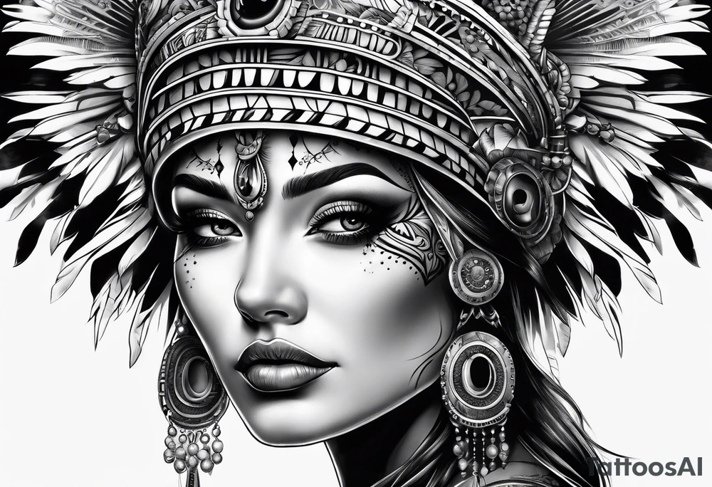 gift of life, woman wearing headdress tattoo idea
