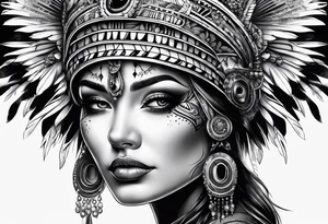 gift of life, woman wearing headdress tattoo idea