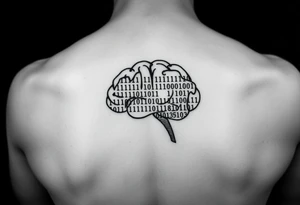 Tattoo of a binary code forming the shape of a brain tattoo idea