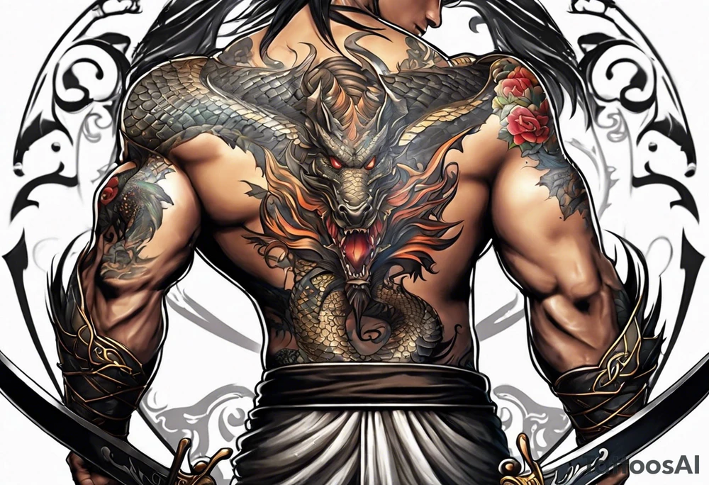 back sword tattoo
with wrapped dragon tattoo idea