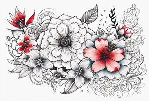 Summer flowers and symbols for a Quarter sleeve tattoo tattoo idea