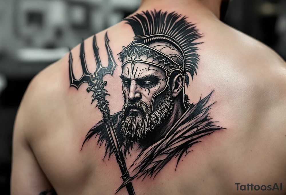 spartan with trident tattoo idea