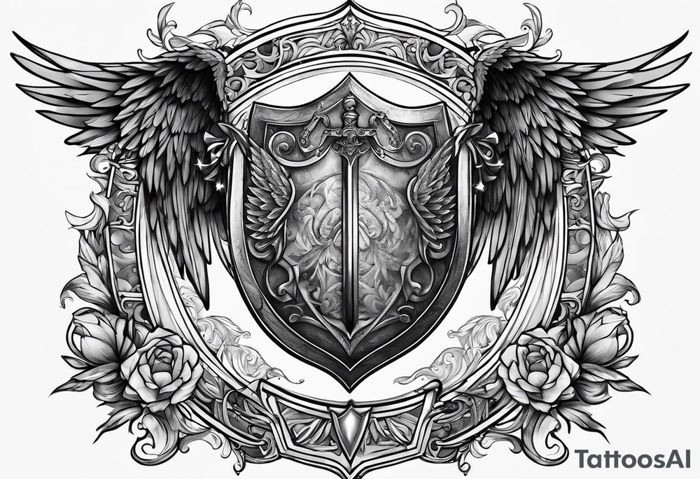 Angels with sword & Shield tattoo idea