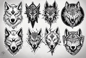 Sword and shield wolf tattoo idea