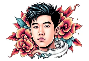 Handsome Asian young guy is behind web tattoo idea