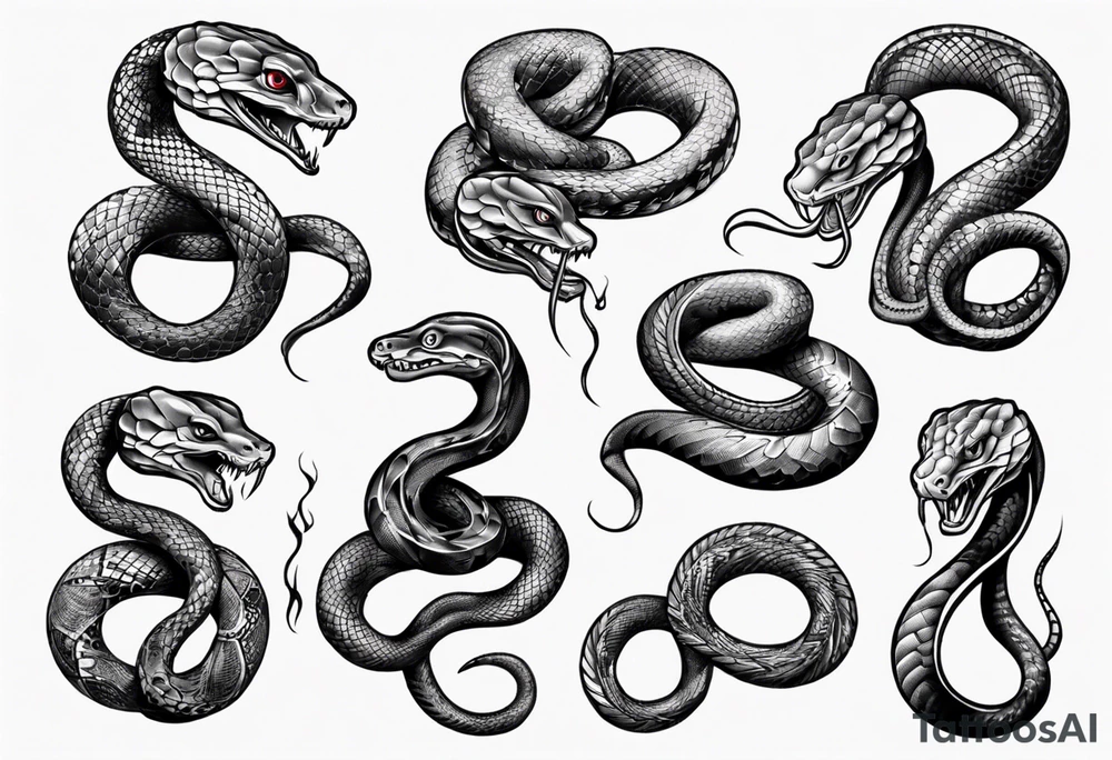 snake choking bank dollars tattoo idea