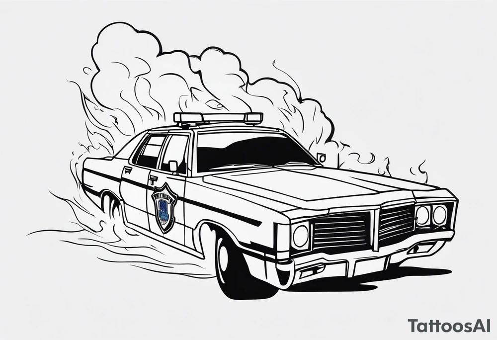 Burning police car tattoo idea