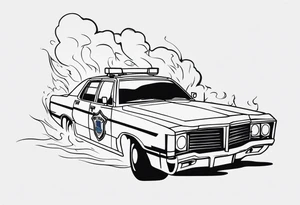 Burning police car tattoo idea