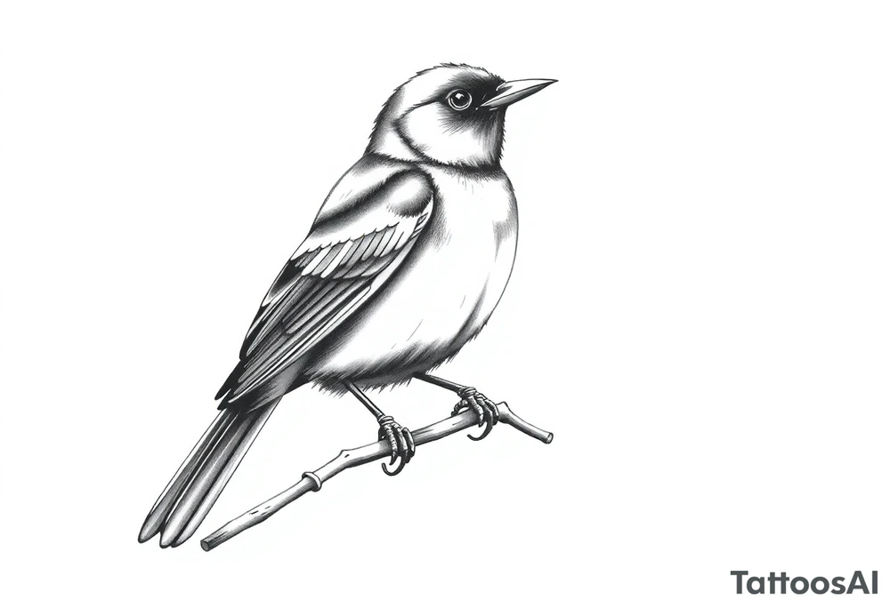 Male European Blackbird on a branch tattoo idea tattoo idea