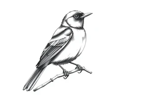 Male European Blackbird on a branch tattoo idea tattoo idea