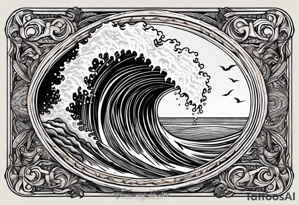 waves;  
"come what may"; outside forearm not an oval tattoo idea