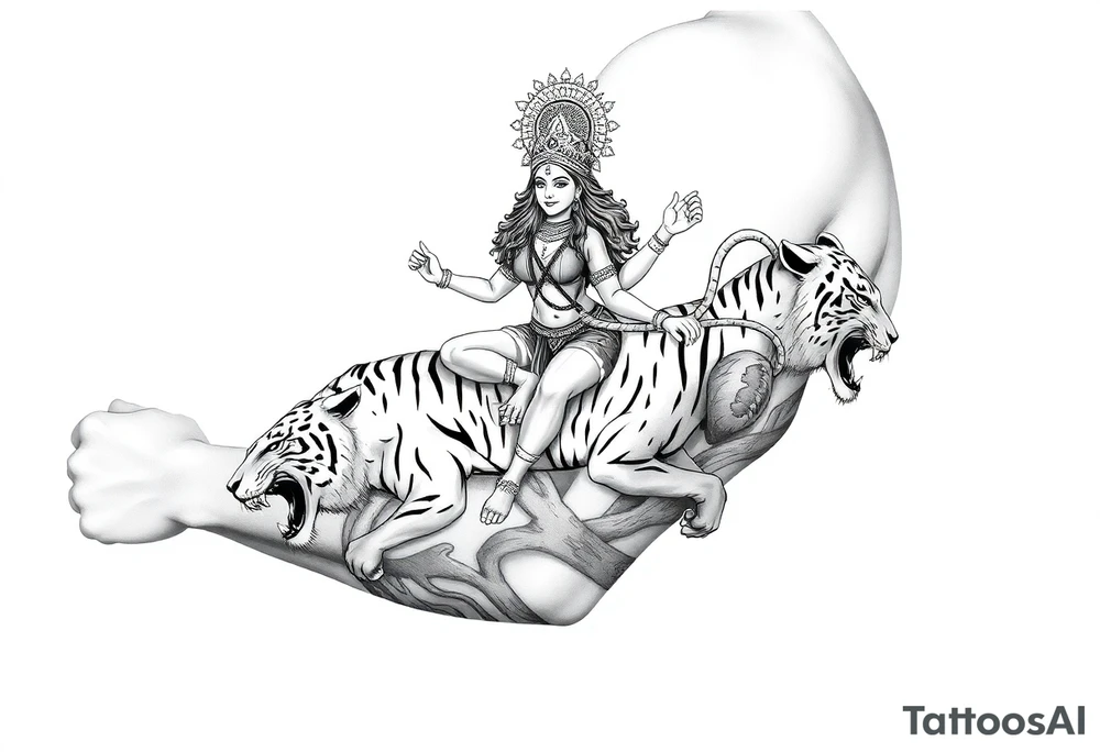 Durga on tigers tattoo idea