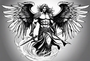 male angel warrior tattoo idea