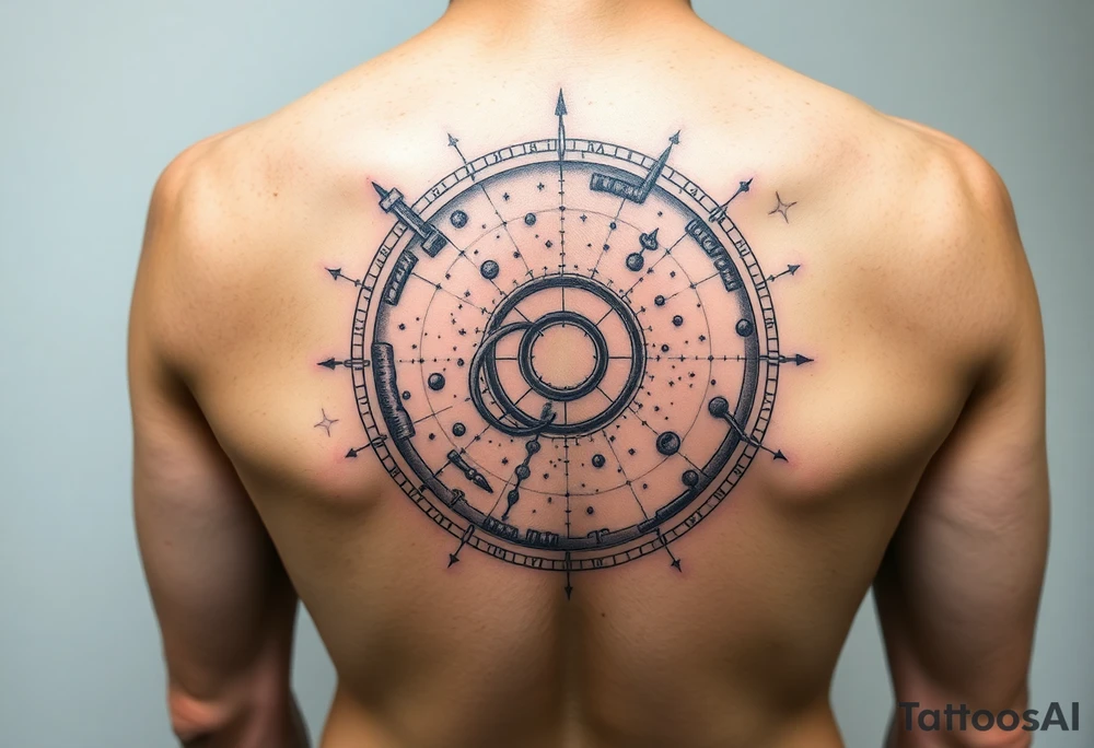 Astronomy surrounded by a black whole tattoo idea