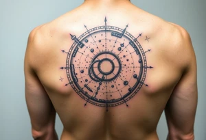 Astronomy surrounded by a black whole tattoo idea