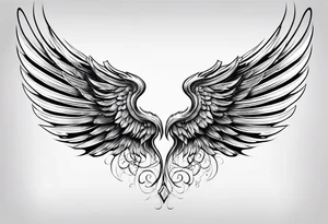 Angel wing with the numbers of 999 and lines tattoo idea