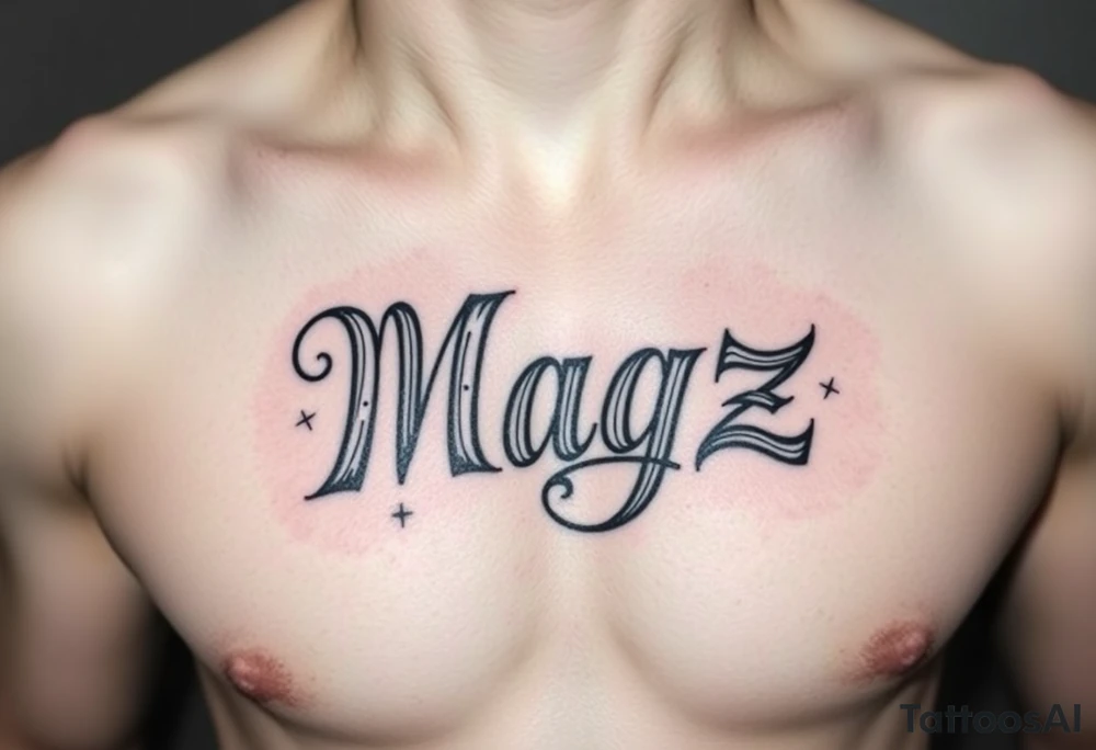 The name Magz in a very artistic style tattoo idea