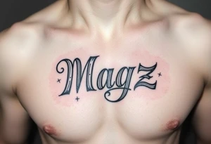 The name Magz in a very artistic style tattoo idea