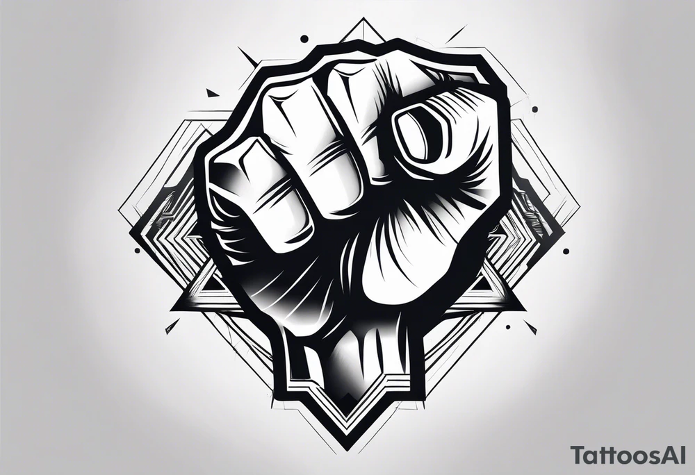 A clenched fist on the back using negative space techniques tattoo idea A clenched fist on the back using negative space techniques tattoo idea