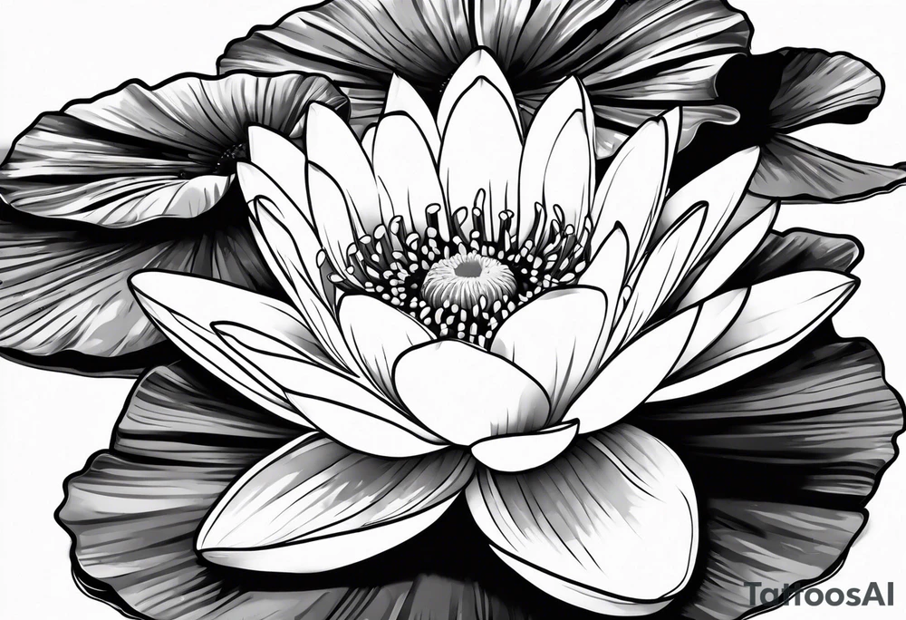 Water lily and Daisy minimalist tattoo idea