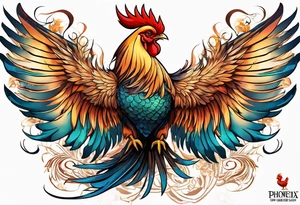 phoenix 
chinese 
rooster
long tail 
elegant 
wings down
long neck
long feathers
in flight tattoo idea