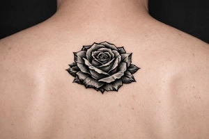 Red rose, no stem, leaves , American traditional style tattoo idea