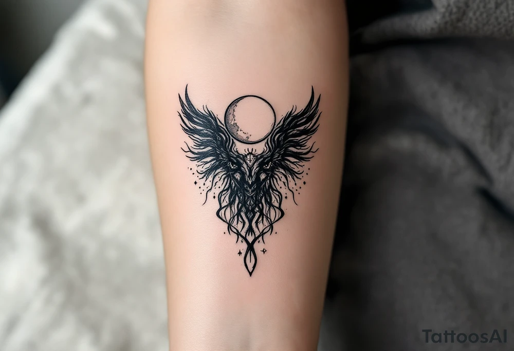 astrology moonsign aquarius in rough / mysterious aesthetic astrology inspired tattoo idea