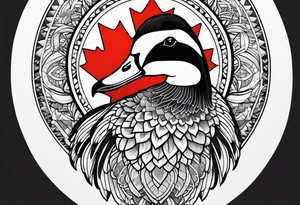 mandala in the Background with canadian goose in the front tattoo idea