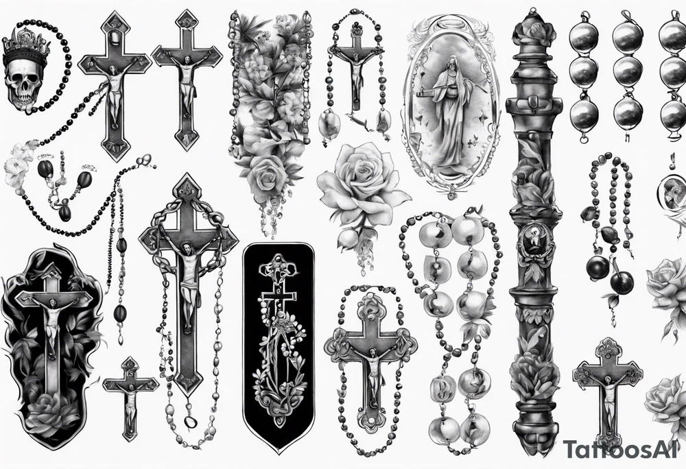 men’s arm sleeve, rosary, poland tattoo idea