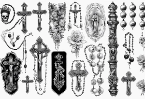 men’s arm sleeve, rosary, poland tattoo idea