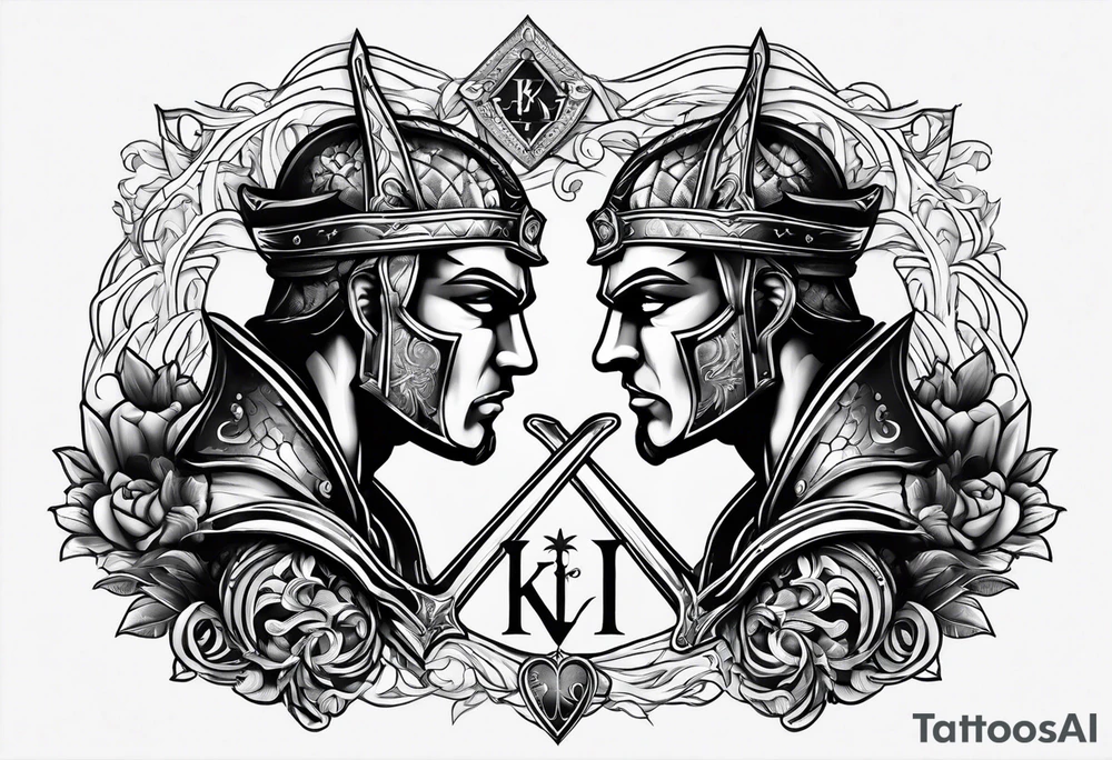 two knights in love tattoo idea
