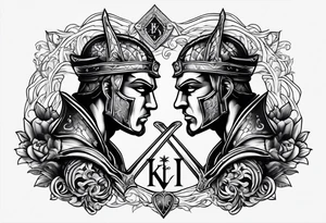 two knights in love tattoo idea
