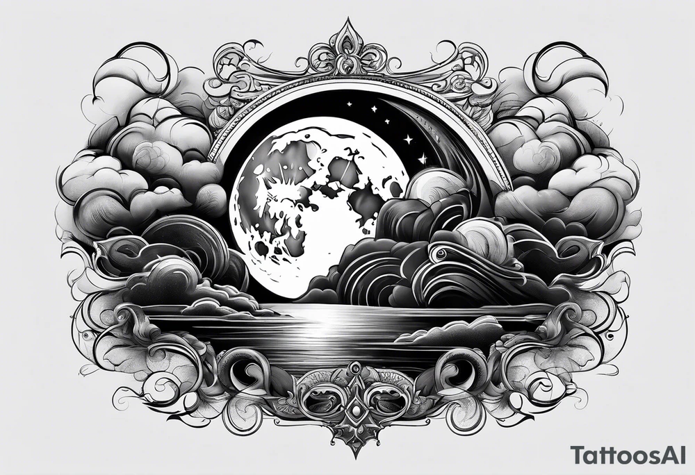 Moon blowing smoke tattoo idea