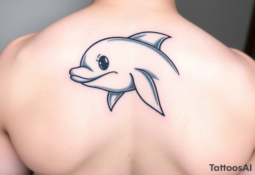 Cartoon dolphin with a mischievous face tattoo idea