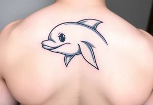 Cartoon dolphin with a mischievous face tattoo idea